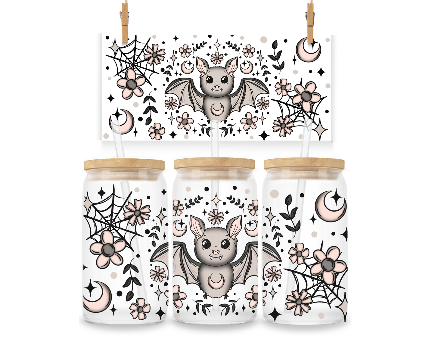 Gobelet - Halloween - Fleurs et Chauve-Souris