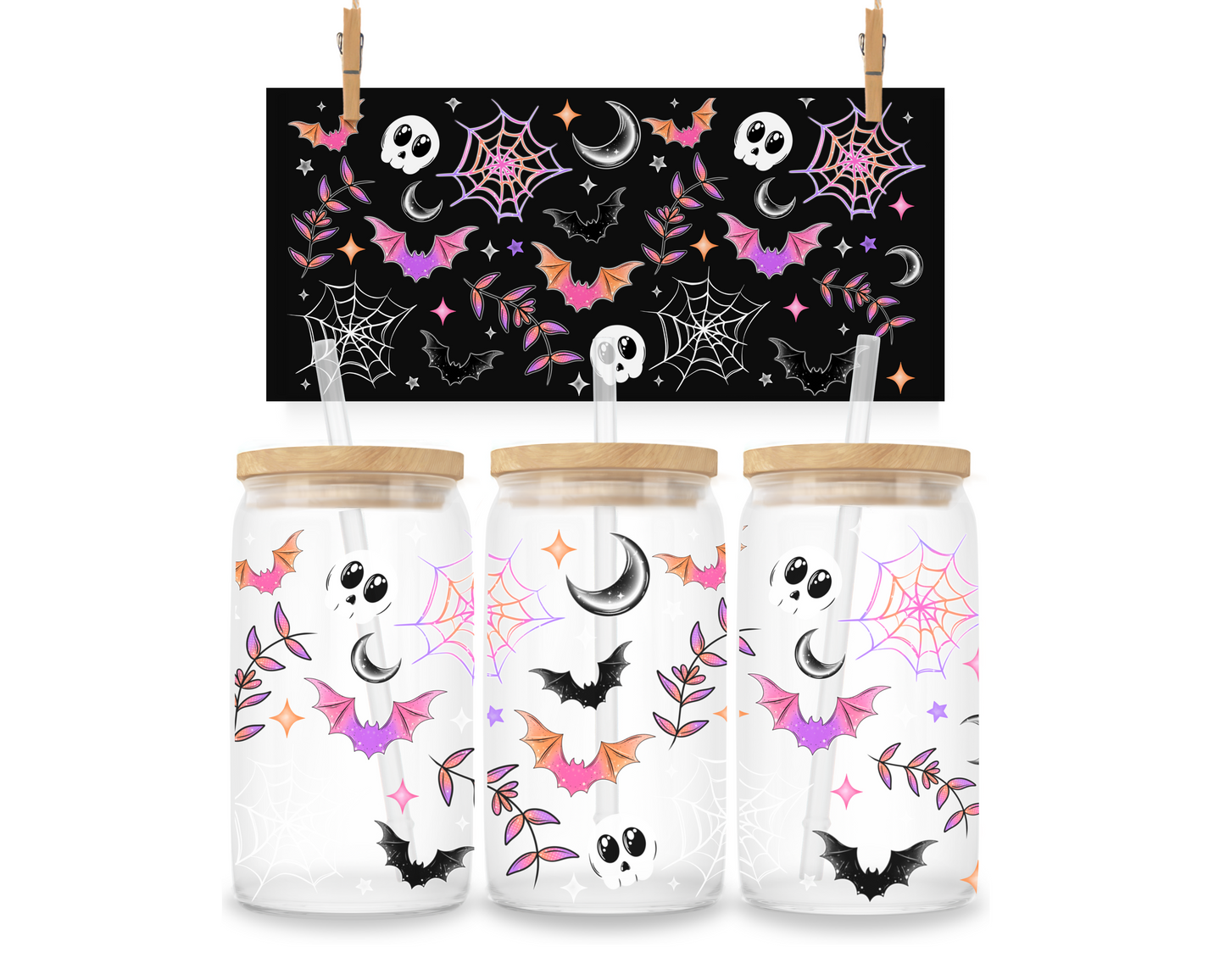 Gobelet - Halloween - Chauve-souris colorées