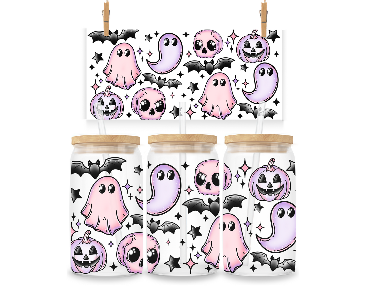 Gobelet - Halloween - Fantômes mauves et roses