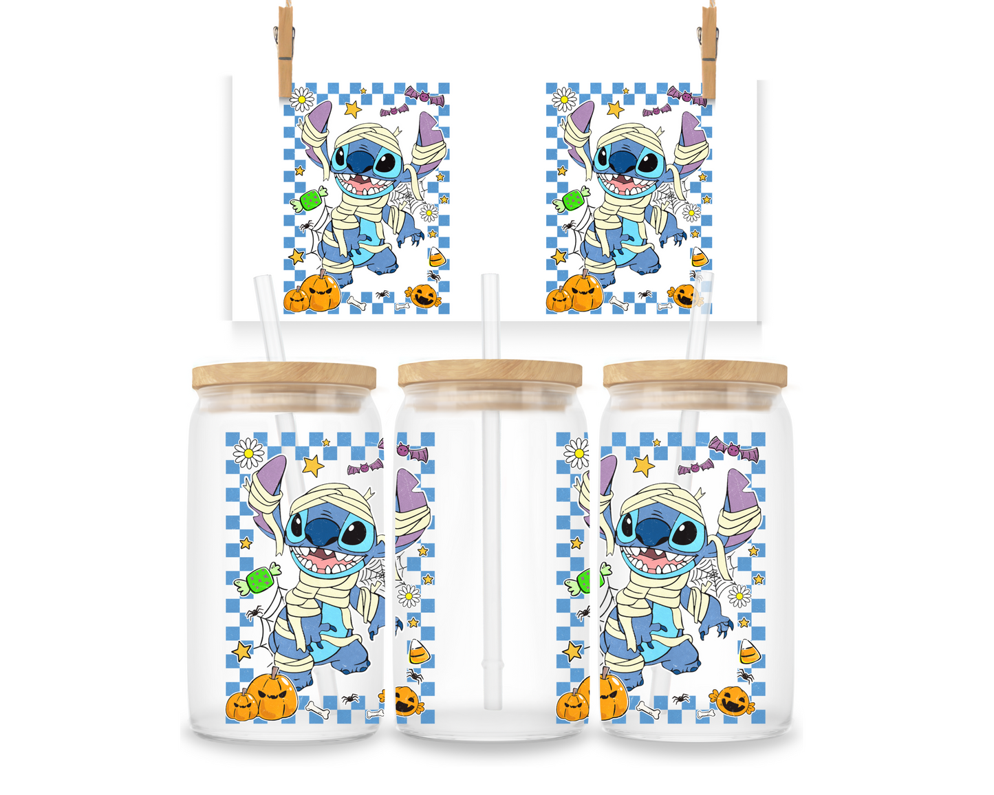 Gobelet - Halloween - Stitch bleu