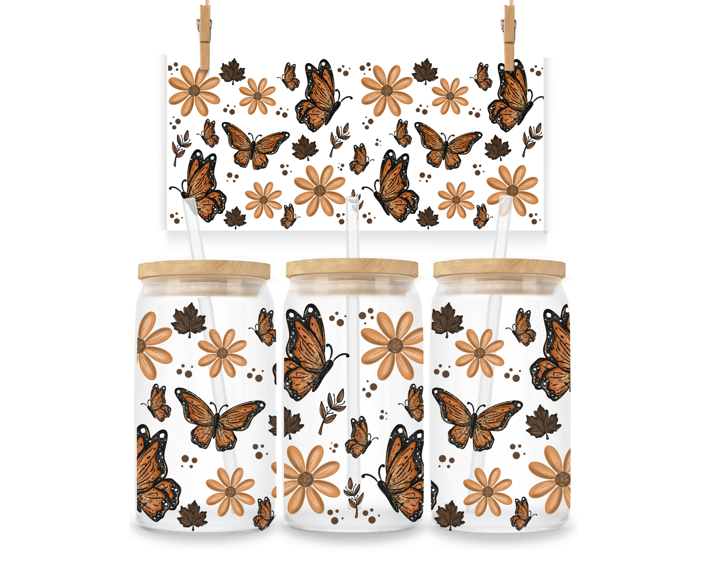 Gobelet - Automne - Papillons et Fleurs