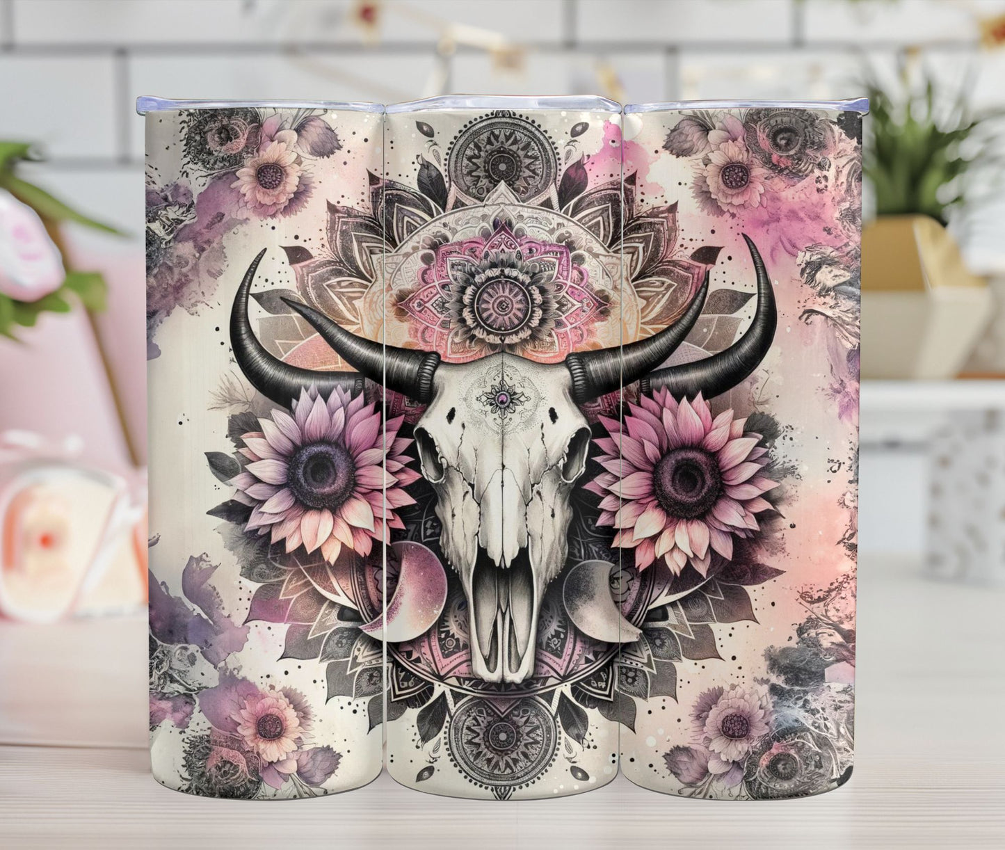 Thermos - Boho Western Bull Skull