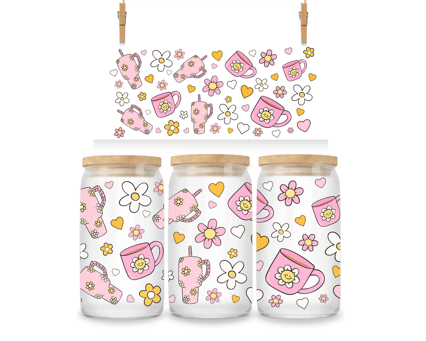 Gobelet - Café - Fleurs - Coeurs