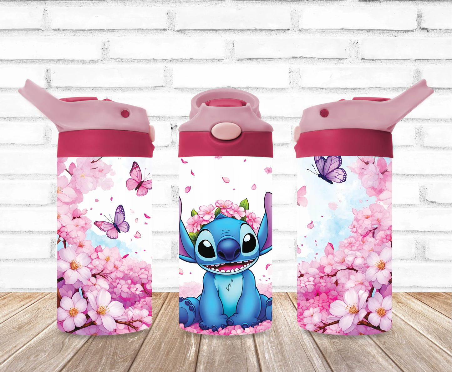 Bouteille d'eau 12 oz - Stitch - Nom personnalisé