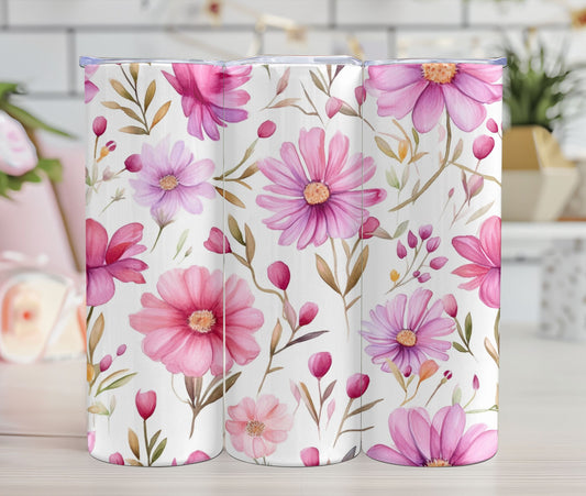 Thermos - Fleurs du printemps - Rose et mauve