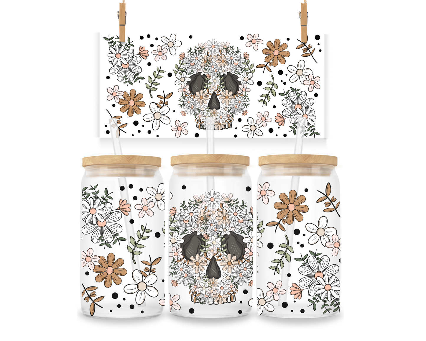 Gobelet - Halloween - Crâne floral