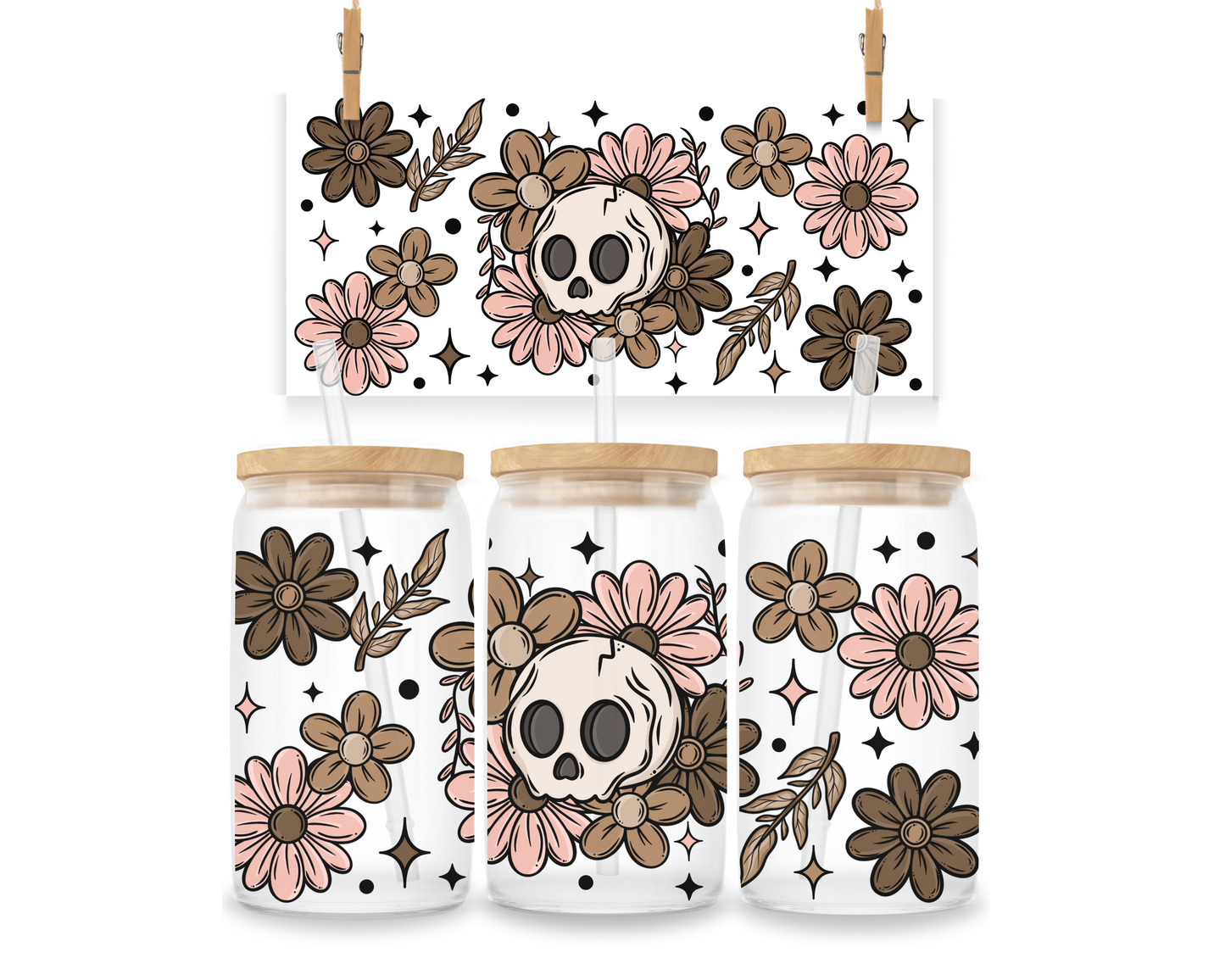 Gobelet - Halloween - Crâne fleuri