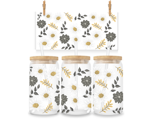 Gobelet - Fleurs blanches et grises