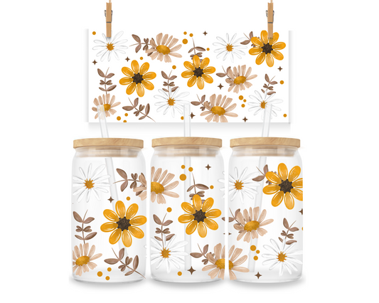 Gobelet - Fleurs d'automne - Jaunes, blanches et beiges