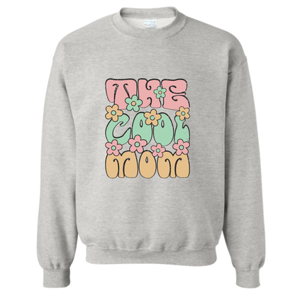 Sweat-shirt gris 'The Cool Mom' avec fleurs pastel, design mignon pour maman