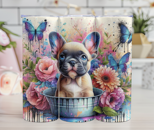 Thermos - Chien - Fleurs - Papillons