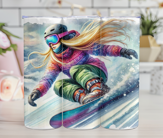 Thermos - Femme blonde - Snowboard