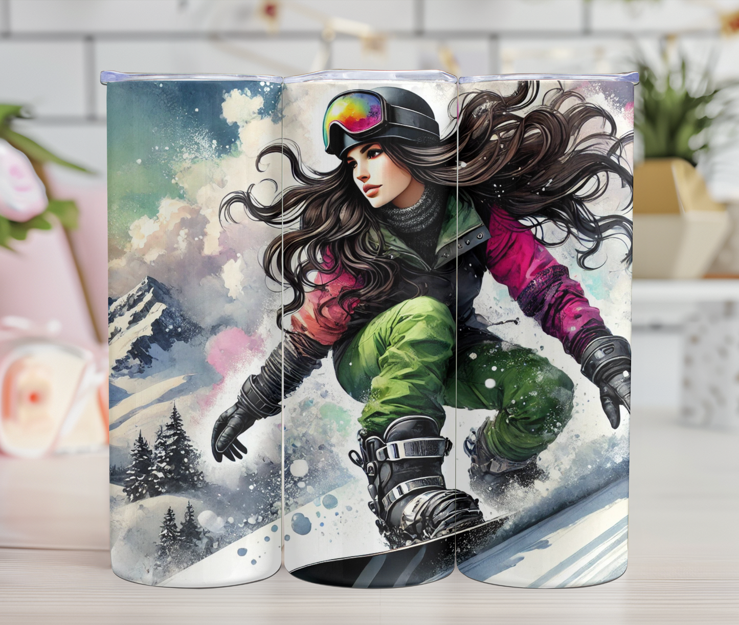 Thermos - Femme brune - Snowboard