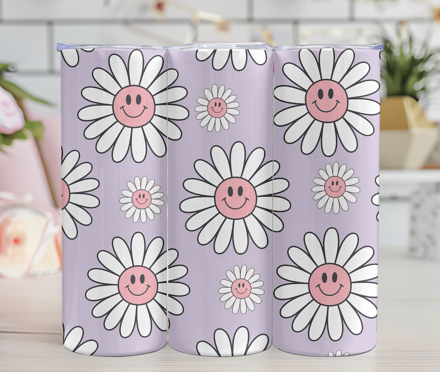 Thermos - Fleurs sourire - Mauve