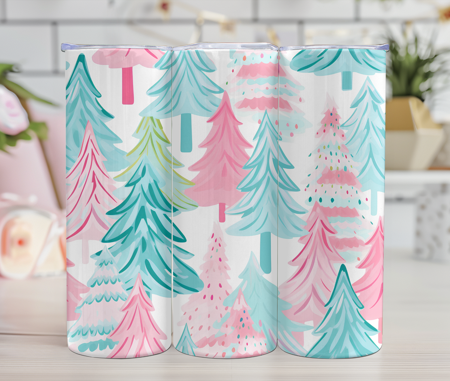 Thermos - Sapins de Noël - Pastel