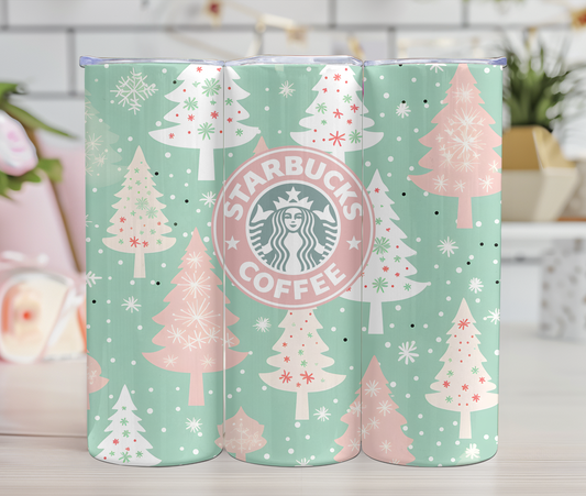 Thermos - Starbucks - Sapins Noël - Pastel